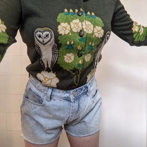 Rare Vintage Owl Button-Up Sweater